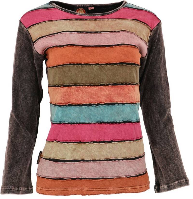 Guru-Shop Longsleeve Besticktes patchwork Langarmshirt, farbenfrohes.. alternative Bekleidung von Guru-Shop