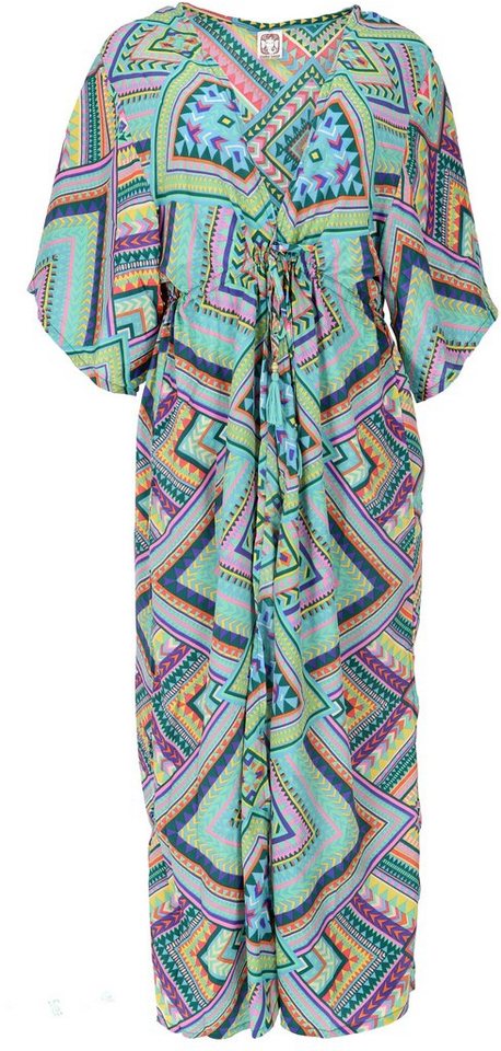 Guru-Shop Kimono Kimonokleid, seidig glänzender Boho Kimono,.., alternative Bekleidung von Guru-Shop