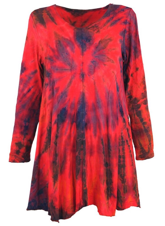 Guru-Shop Midikleid Batik Minikleid, Langarm Boho Tunika,.. alternative Bekleidung von Guru-Shop