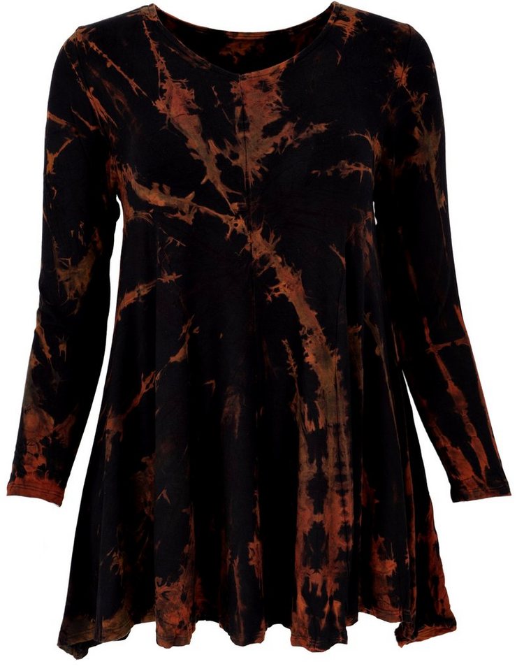 Guru-Shop Midikleid Batik Minikleid, Langarm Boho Tunika,.. alternative Bekleidung von Guru-Shop