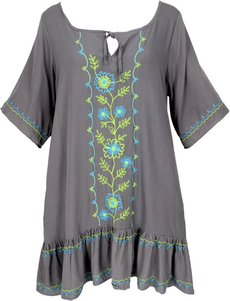 Guru-Shop Midikleid Bestickte Hippie Tunika, Boho Strandkleid,.. alternative Bekleidung von Guru-Shop