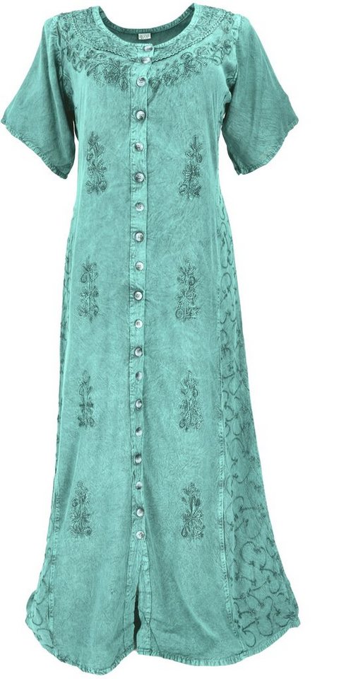 Guru-Shop Midikleid Besticktes indisches Hippie Kleid - deep sea alternative Bekleidung von Guru-Shop