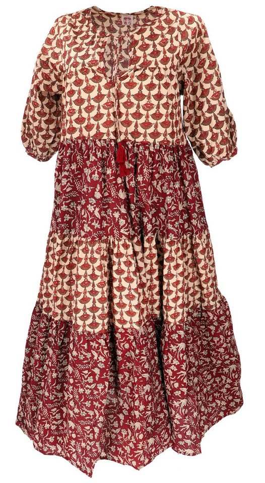Guru-Shop Midikleid Boho Baumwoll Maxikleid, gestuftes Sommerkleid,.. alternative Bekleidung von Guru-Shop