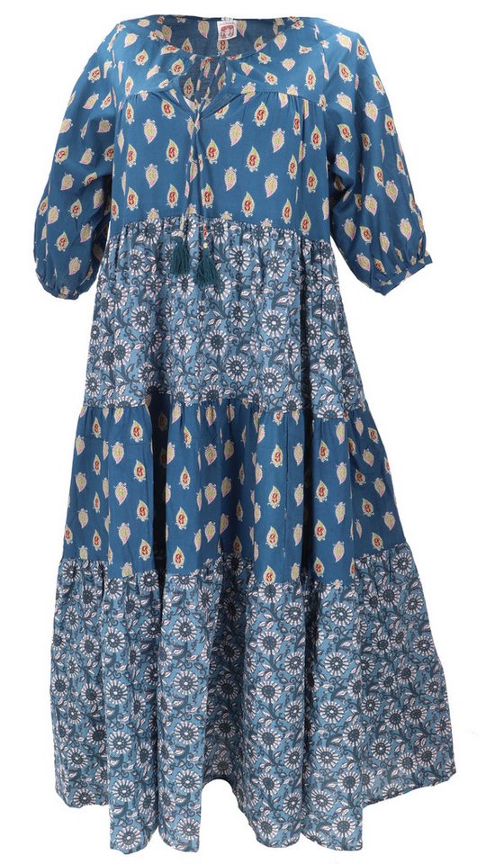 Guru-Shop Midikleid Boho Baumwoll Maxikleid, gestuftes Sommerkleid,.. alternative Bekleidung von Guru-Shop