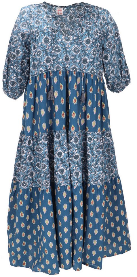Guru-Shop Midikleid Boho Baumwoll Maxikleid, gestuftes Sommerkleid,.. alternative Bekleidung von Guru-Shop