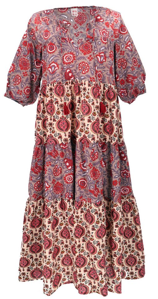Guru-Shop Midikleid Boho Baumwoll Maxikleid, gestuftes Sommerkleid,.. alternative Bekleidung von Guru-Shop