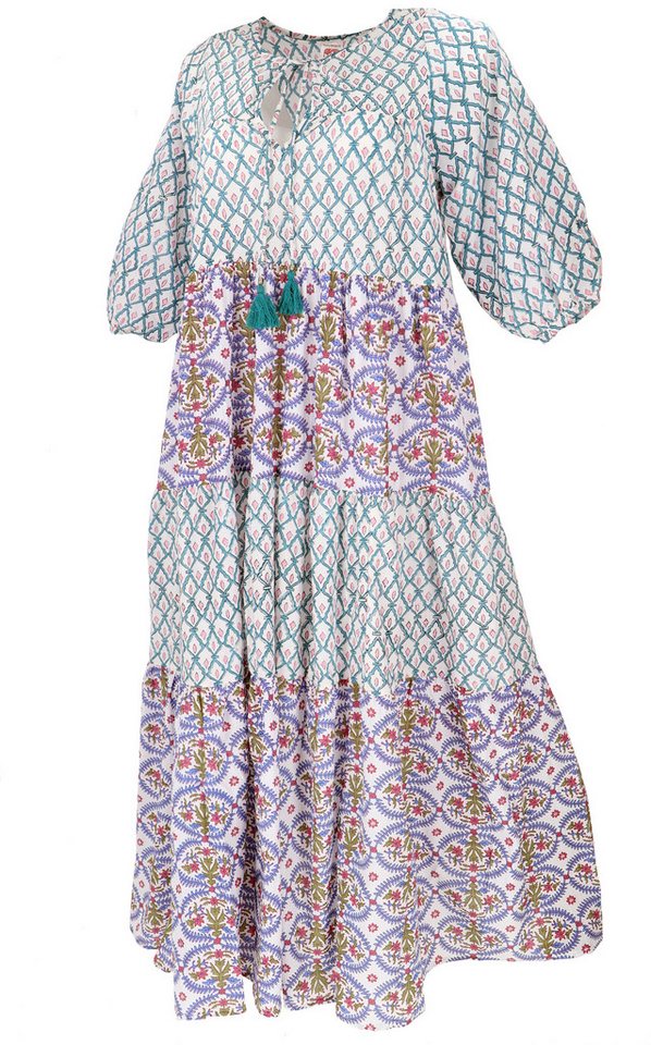 Guru-Shop Midikleid Boho Baumwoll Maxikleid, gestuftes Sommerkleid,.. alternative Bekleidung von Guru-Shop