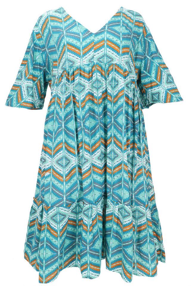 Guru-Shop Midikleid Boho Kurzarm Sommerkleid, Maxikleid,.. alternative Bekleidung von Guru-Shop