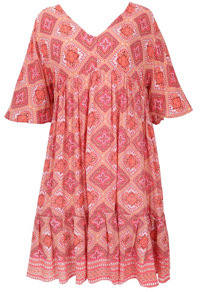 Guru-Shop Midikleid Boho Kurzarm Sommerkleid, Maxikleid,.. alternative Bekleidung von Guru-Shop