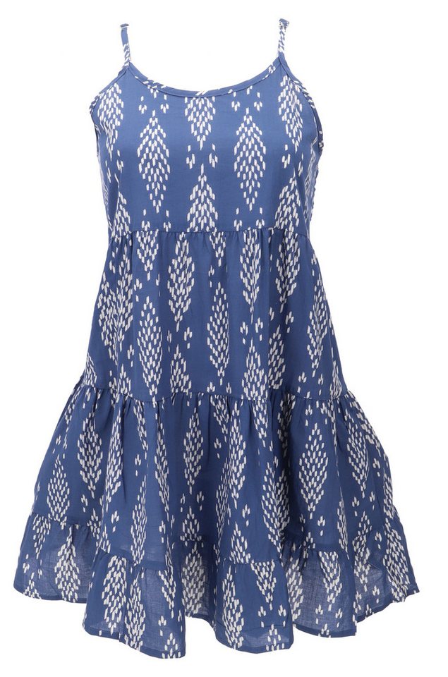 Guru-Shop Midikleid Boho Minikleid, Stufenkleid, Hängerchen - blau alternative Bekleidung von Guru-Shop
