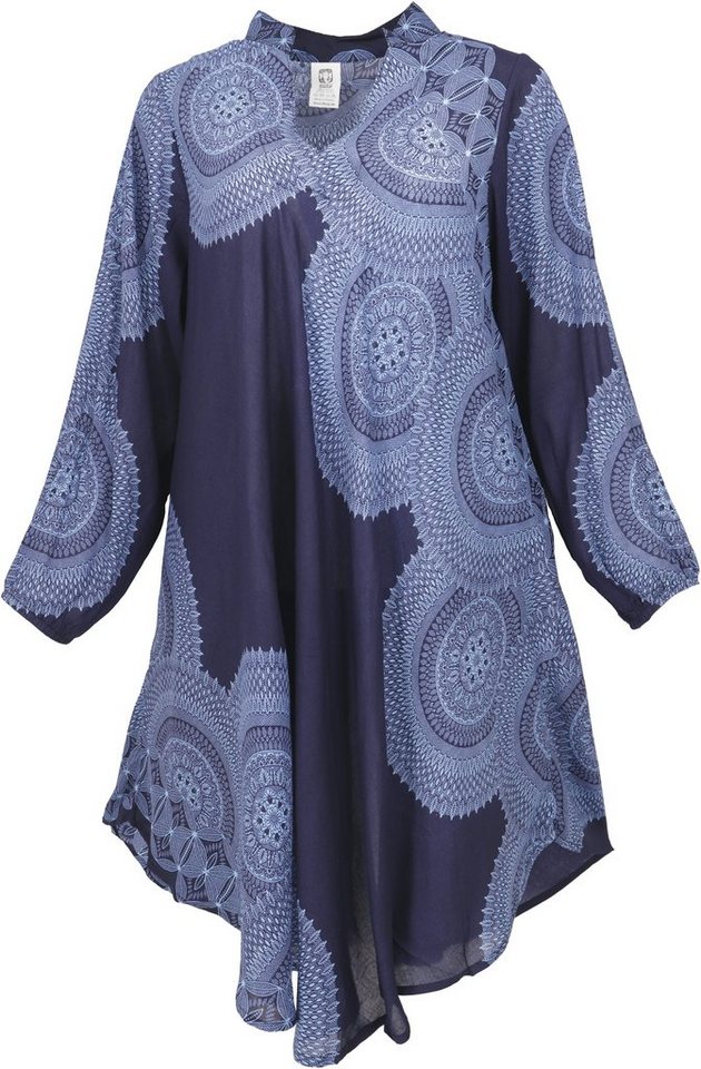 Guru-Shop Midikleid Luftiges Boho Minikleid mit langen Ärmeln,.. Boho von Guru-Shop