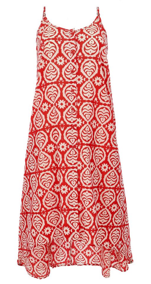 Guru-Shop Midikleid Luftiges Sommerkleid, Strandkleid - rot alternative Bekleidung von Guru-Shop