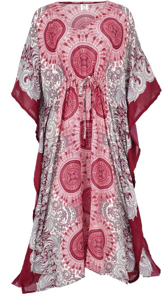 Guru-Shop Midikleid Ponchokleid, Kaftan, Maxikleid, Strandkleid - rot alternative Bekleidung von Guru-Shop