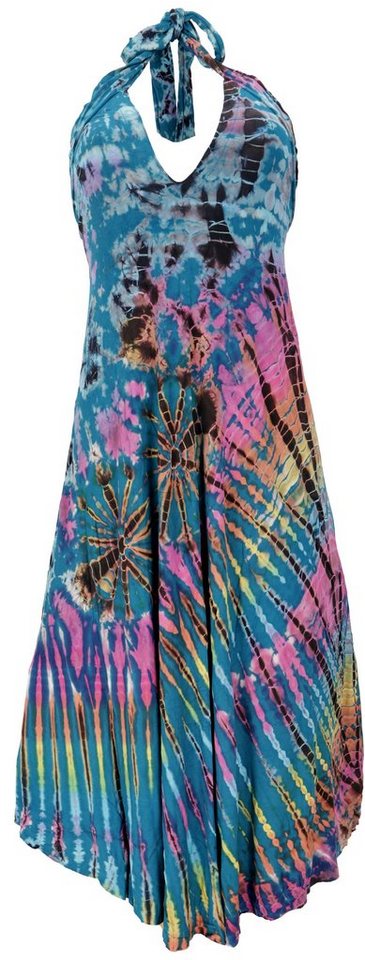 Guru-Shop Midikleid Rückenfreies Unikat Batik Midikleid, Neckholder.. alternative Bekleidung von Guru-Shop