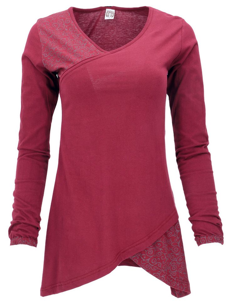 Guru-Shop Midikleid Hippie Minikleid Boho chic, Tunika - bordeaux alternative Bekleidung von Guru-Shop