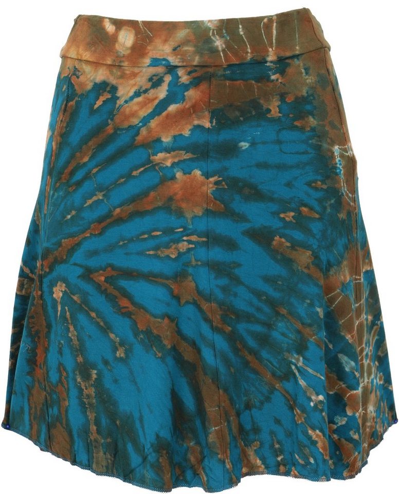 Guru-Shop Minirock Batik Hippie Minirock, Boho Sommerrock - blau alternative Bekleidung von Guru-Shop