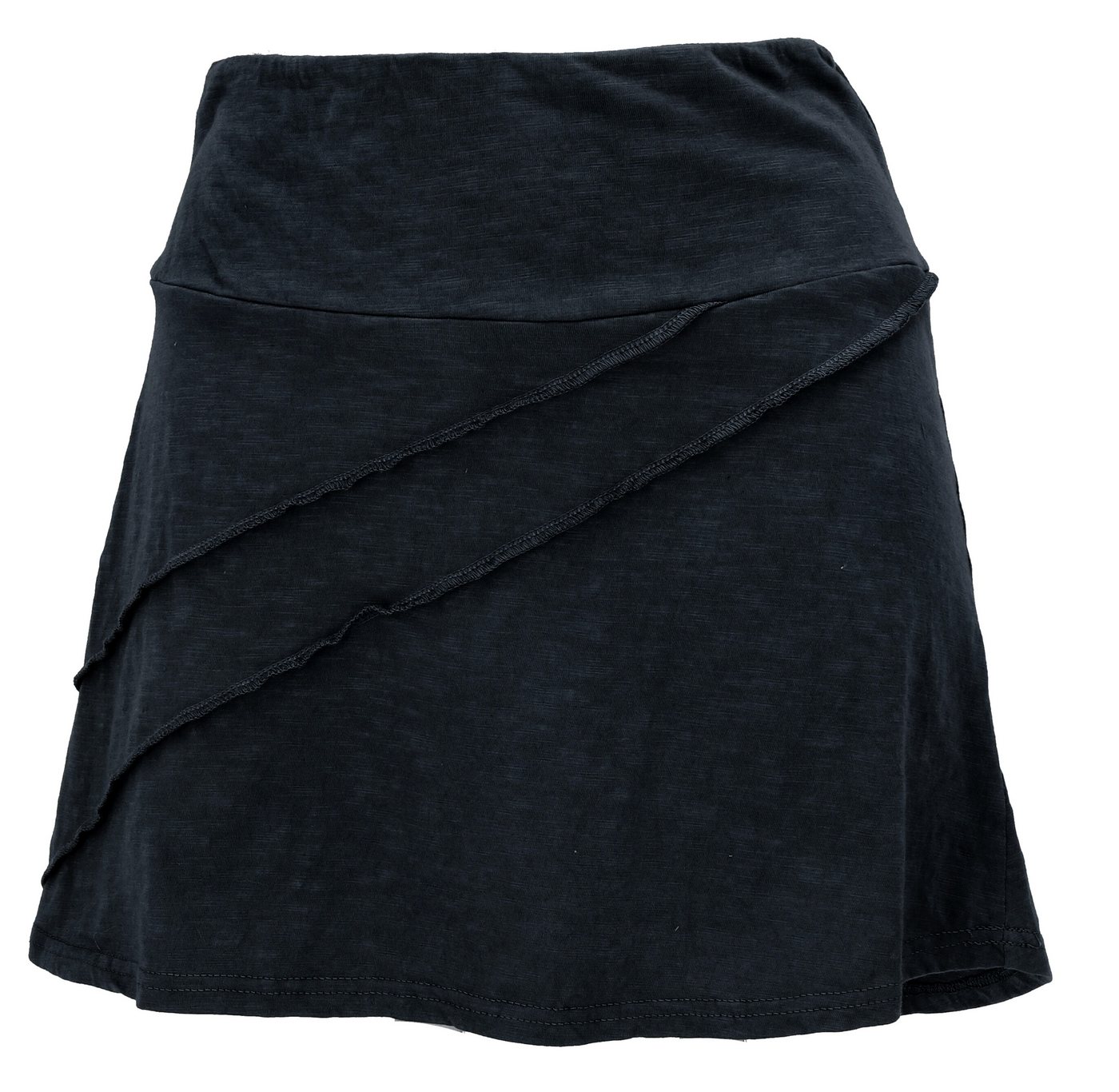 Guru-Shop Minirock Bequemer Minirock mit Overlock - schwarz alternative Bekleidung von Guru-Shop