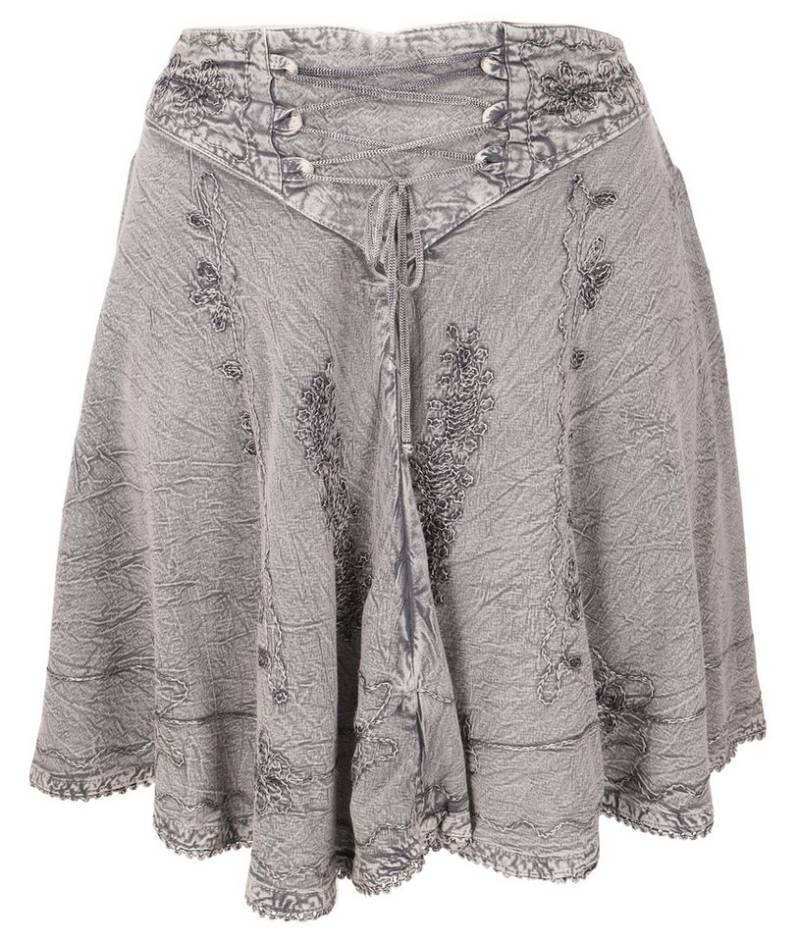 Guru-Shop Minirock Bestickter Boho Minirock - grau alternative Bekleidung von Guru-Shop