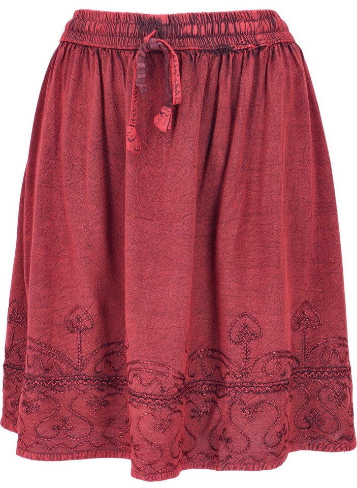Guru-Shop Minirock Bestickter Boho Minirock - rot alternative Bekleidung von Guru-Shop