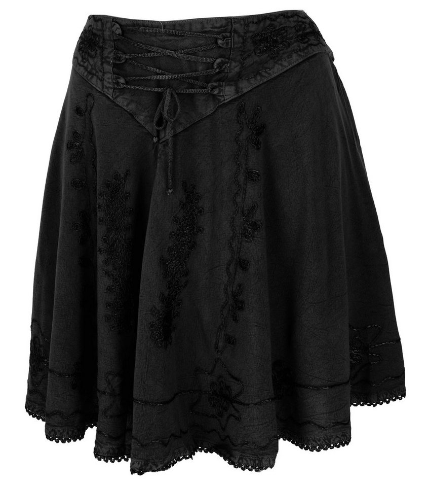 Guru-Shop Minirock Bestickter Boho Minirock - schwarz alternative Bekleidung von Guru-Shop