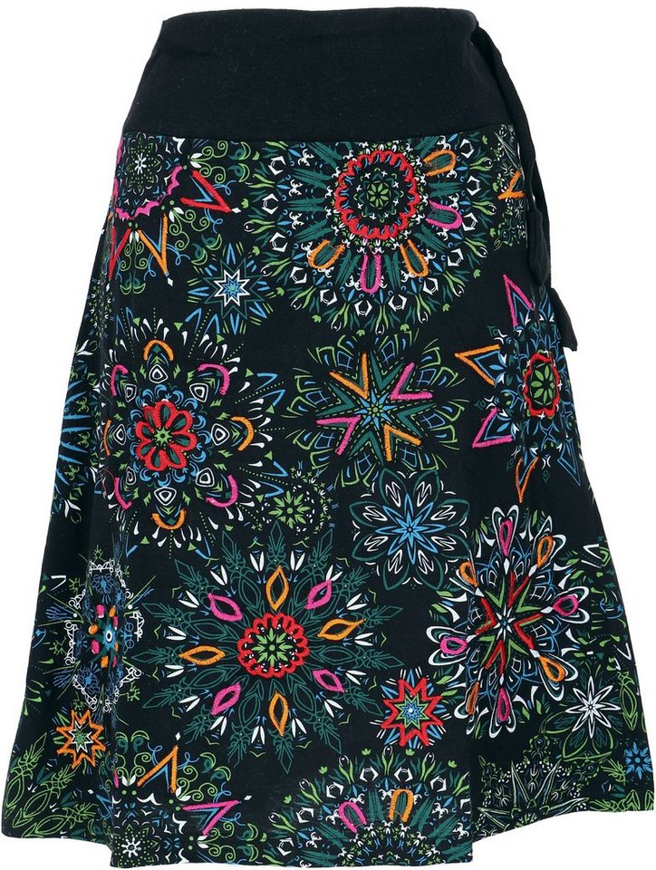 Guru-Shop Minirock Bestickter knielanger Rock, Boho chic, Retro.. alternative Bekleidung von Guru-Shop
