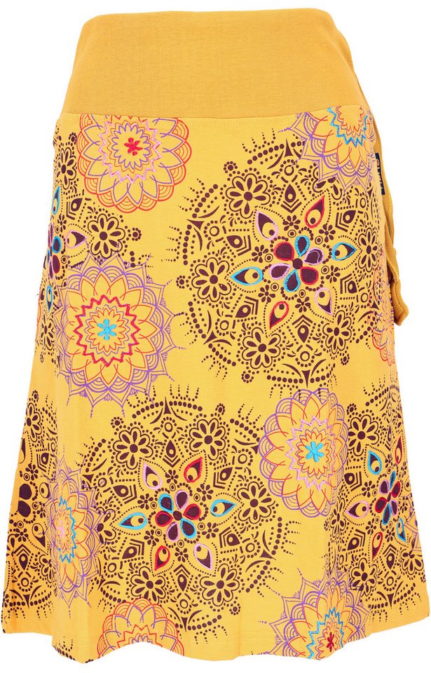 Guru-Shop Minirock Bestickter knielanger Rock, farbenfroher Boho.. alternative Bekleidung von Guru-Shop