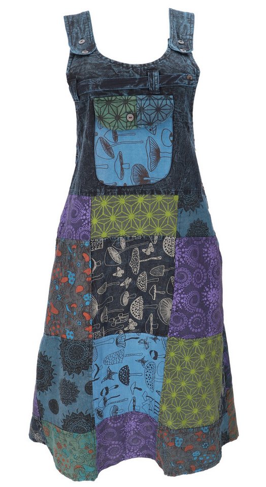 Guru-Shop Minirock Boho Latzrock, Patchwork Trägerkleid, Latzkleid.. alternative Bekleidung von Guru-Shop