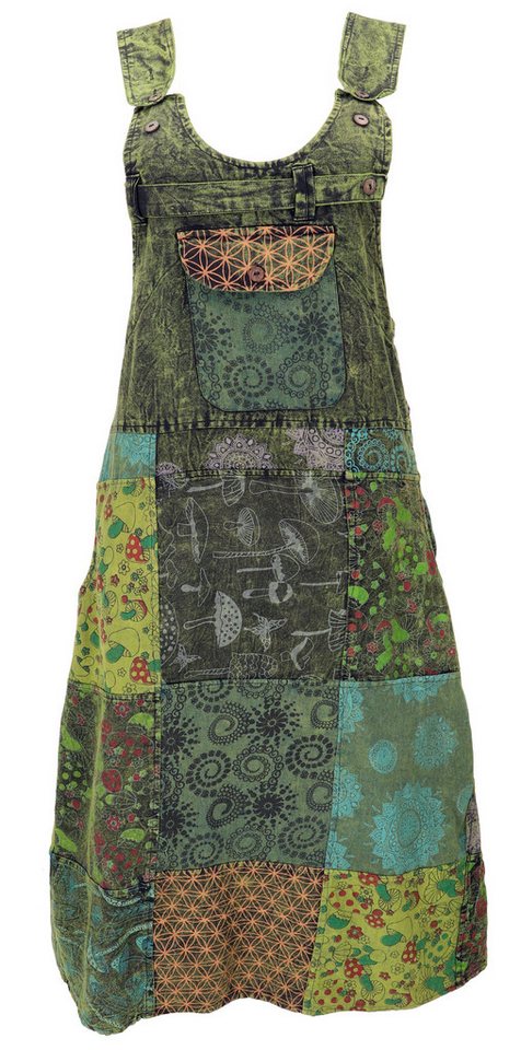 Guru-Shop Minirock Boho Latzrock, Patchwork Trägerkleid, Latzkleid.. alternative Bekleidung von Guru-Shop