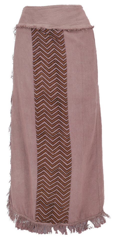 Guru-Shop Minirock Boho Wickelrock mit Tribaldruck und Fransen -.. alternative Bekleidung von Guru-Shop