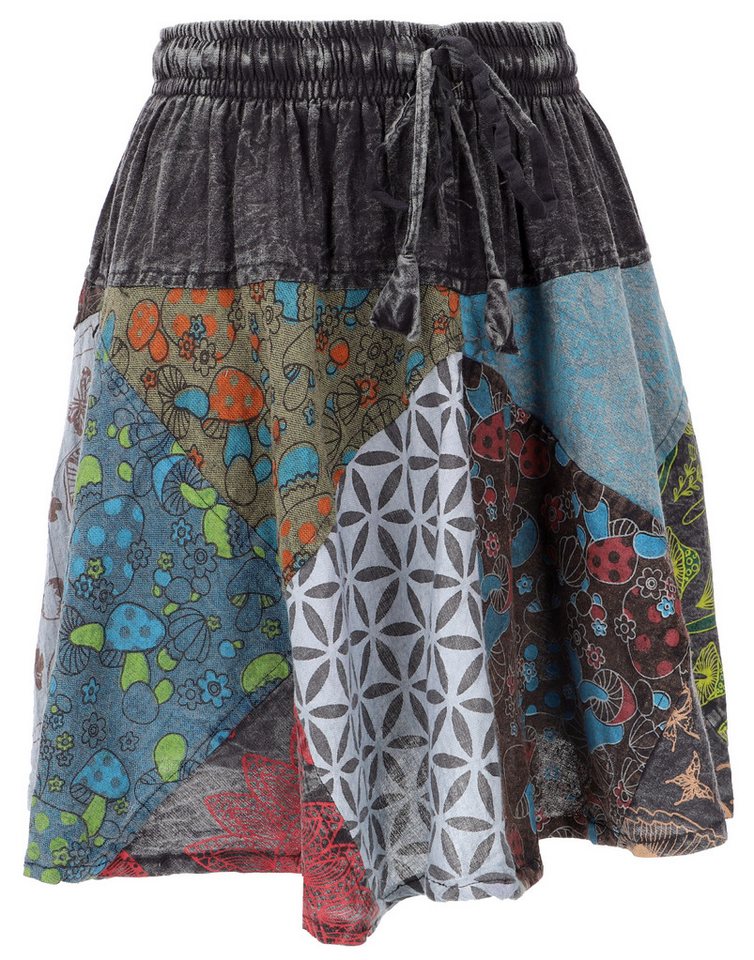 Guru-Shop Minirock Goa Patchwork Minirock, Boho Unikat Minirock -.. alternative Bekleidung von Guru-Shop