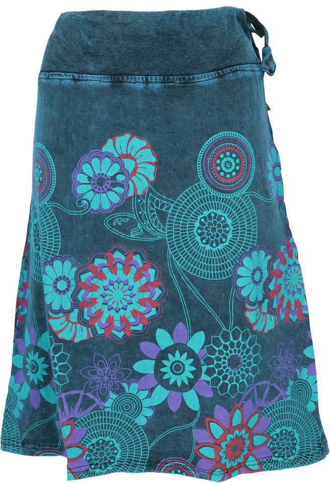 Guru-Shop Minirock Knielanger Rock Boho chic, farbenfroher Retro.. alternative Bekleidung von Guru-Shop