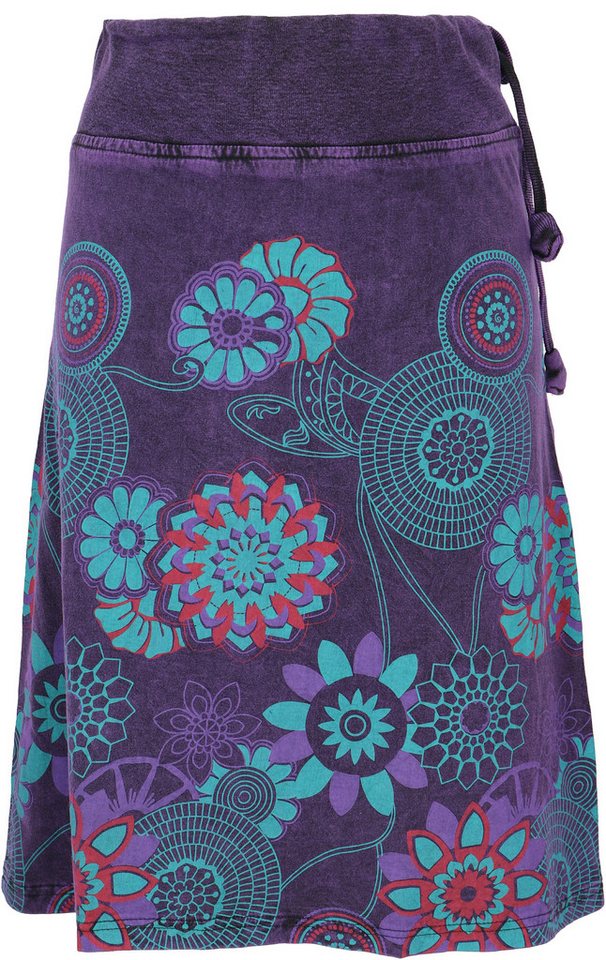 Guru-Shop Minirock Knielanger Rock Boho chic, farbenfroher Retro.. alternative Bekleidung von Guru-Shop