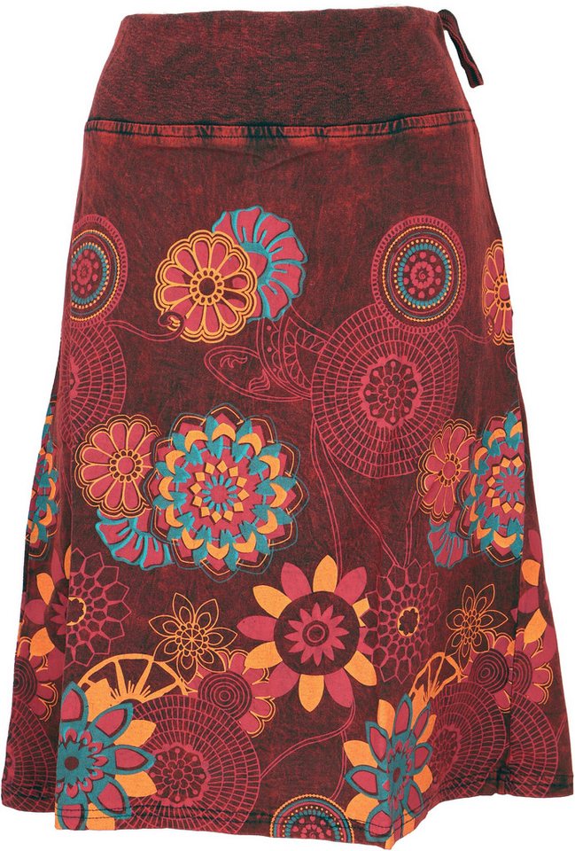 Guru-Shop Minirock Knielanger Rock Boho chic, farbenfroher Retro.. alternative Bekleidung von Guru-Shop