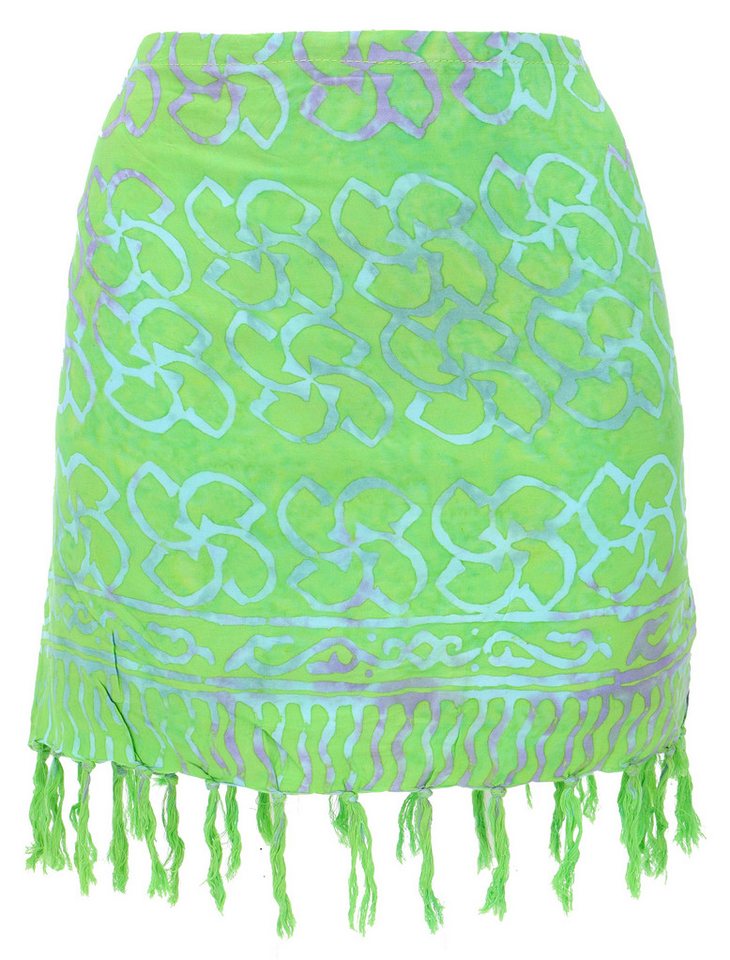 Guru-Shop Minirock Kurzer Wickelrock mit Fransen, Strandrock - grün alternative Bekleidung von Guru-Shop