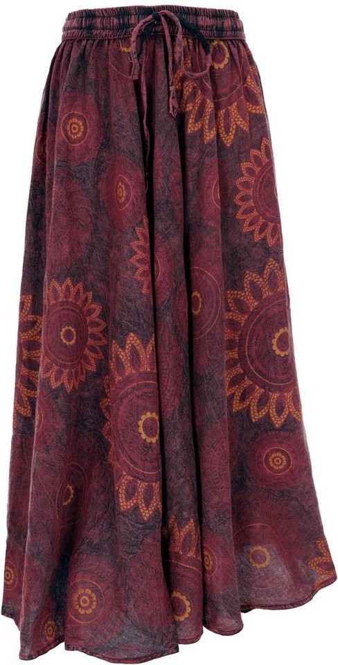 Guru-Shop Minirock Langer Boho Rock, stonewash Maxirock - weinrot alternative Bekleidung Guru-Shop Minirock Langer Boho Rock, stonewash Maxirock - weinrot alternative Bekleidung von Guru-Shop