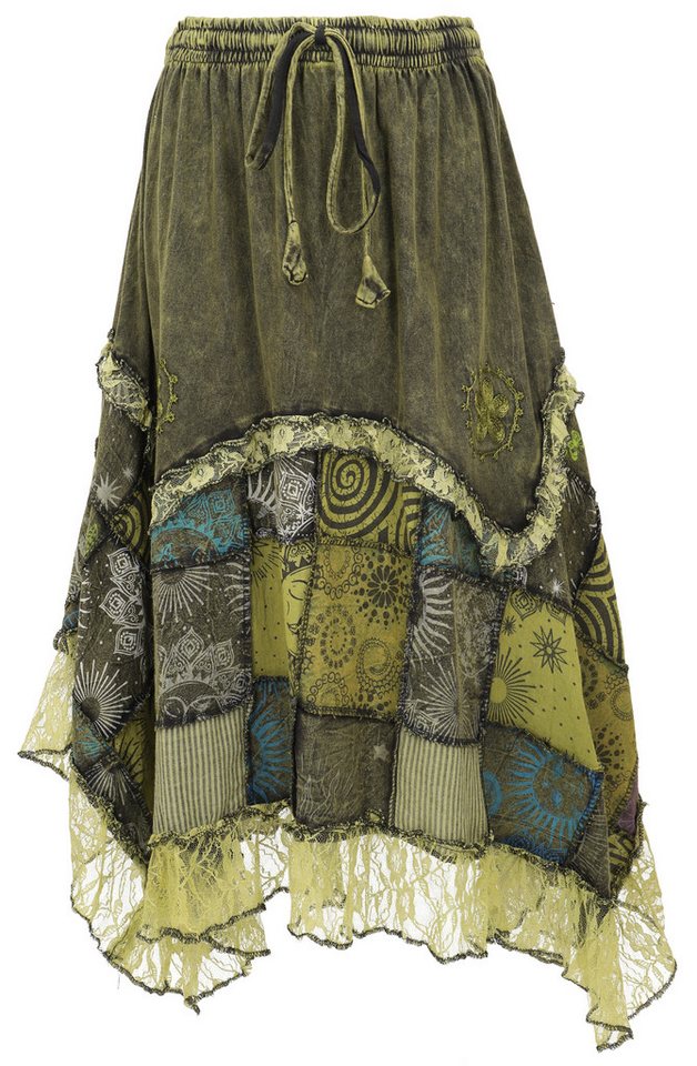 Guru-Shop Minirock Langer Boho stonewash Patchwork Zipfelrock.. alternative Bekleidung Guru-Shop Minirock Langer Boho stonewash Patchwork Zipfelrock.. alternative Bekleidung von Guru-Shop