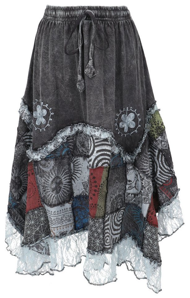 Guru-Shop Minirock Langer Boho stonewash Patchwork Zipfelrock.. alternative Bekleidung Guru-Shop Minirock Langer Boho stonewash Patchwork Zipfelrock.. alternative Bekleidung von Guru-Shop
