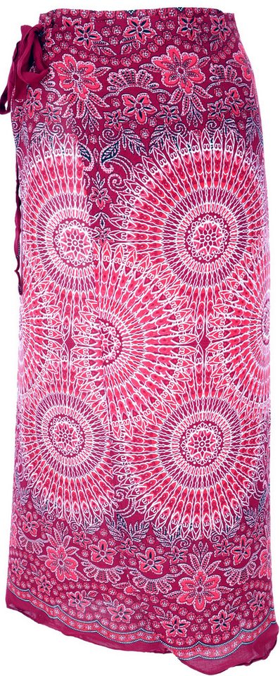 Guru-Shop Minirock Langer Wickelrock, Strandrock, Sommerrock - rot von Guru-Shop