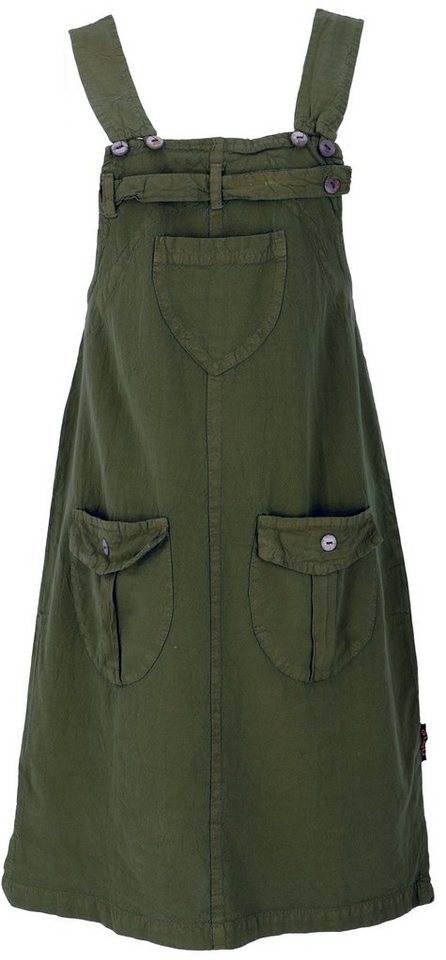 Guru-Shop Minirock Latzrock, Trägerkleid, Hippierock - olive alternative Bekleidung von Guru-Shop