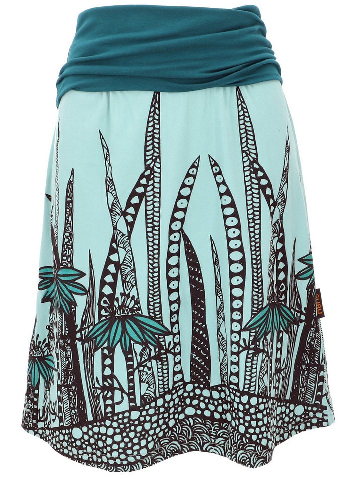 Guru-Shop Minirock Rock aus Bio-Baumwolle mit breitem Bund - aqua Ethno Style von Guru-Shop