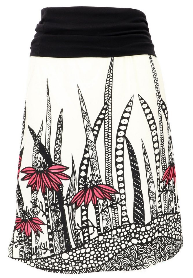 Guru-Shop Minirock Rock aus Bio-Baumwolle mit breitem Bund - weiß Ethno Style von Guru-Shop