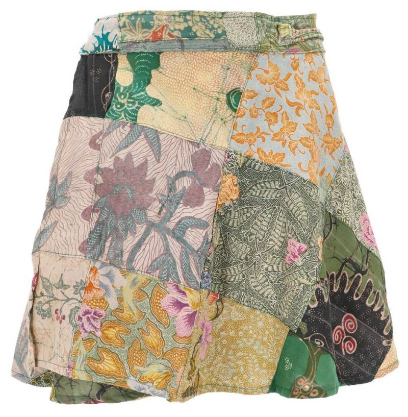 Guru-Shop Minirock Weit schwingender Patchwork Wickelrock,.. alternative Bekleidung von Guru-Shop