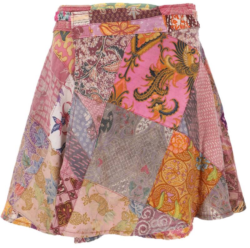 Guru-Shop Minirock Weit schwingender Patchwork Wickelrock,.. alternative Bekleidung von Guru-Shop
