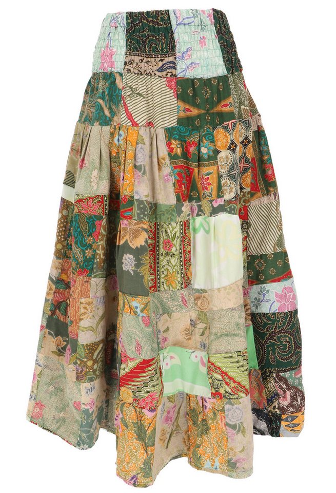 Guru-Shop Minirock Weit schwingender upcyceling Patchwork,.. alternative Bekleidung von Guru-Shop