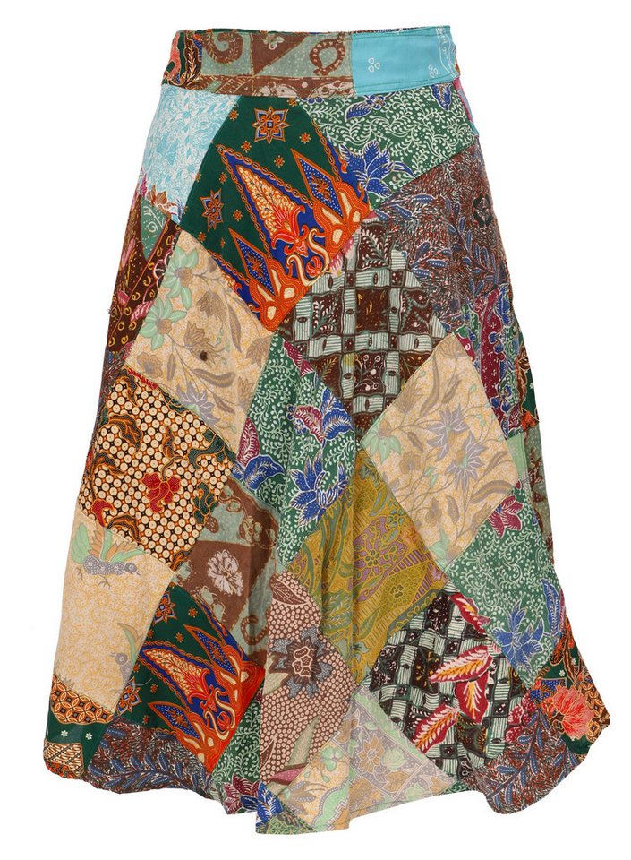Guru-Shop Minirock Weit schwingender upcyceling Patchwork.. alternative Bekleidung von Guru-Shop