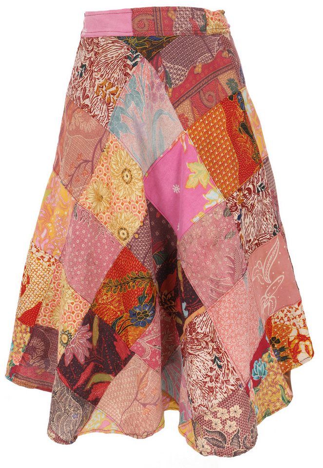 Guru-Shop Minirock Weit schwingender upcyceling Patchwork.. alternative Bekleidung von Guru-Shop