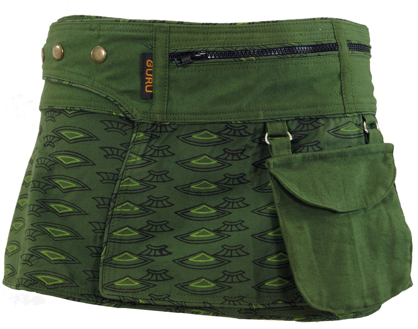 Guru-Shop Minirock Wickelrock, Cacheur, Sidebag, Minirock - olive alternative Bekleidung von Guru-Shop