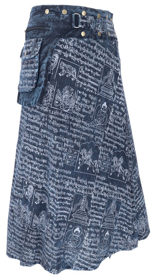 Guru-Shop Minirock Wickelrock, langer Rock mit Druckknöpfen, Boho.. alternative Bekleidung von Guru-Shop