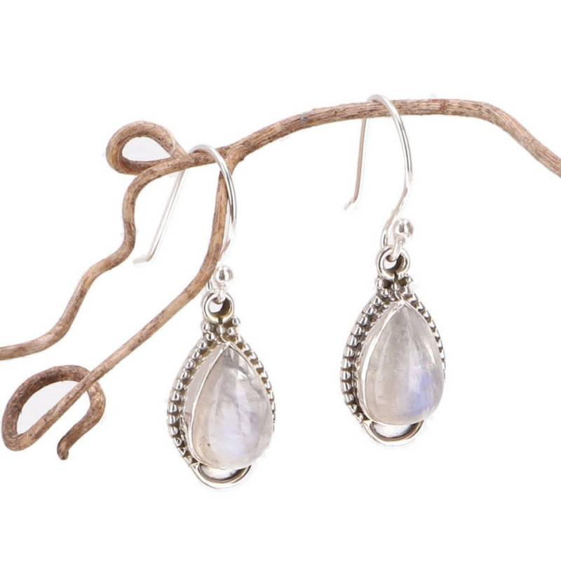 Guru-Shop Paar Ohrhänger Boho Silberohrringe - Mondstein von Guru-Shop