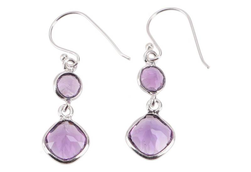 Guru-Shop Paar Ohrhänger Geschliffene Boho Silberohrringe - Amethyst Guru-Shop Paar Ohrhänger Geschliffene Boho Silberohrringe - Amethyst von Guru-Shop